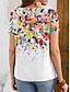 billige T-shirts til kvinde-Dame T-shirt Geometrisk Daglig Ferierejse Stilfuld Kortærmet V-hals Hvid Sommer