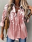 cheap Women&#039;s Blouses &amp; Shirts-Women&#039;s Shirt Blouse Floral Button Print Daily Vacation Casual Long Sleeve Shirt Collar Pink Spring &amp;  Fall