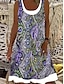 お買い得  プラスサイズドレス-女性用 プラスサイズ 曲線 タンクトップワンピース グラフィック ミディドレス ノースリーブ Ｕネック アフリカ人 日常 ライトイエロー ディープパープル 夏 XL 2XL 3XL 4XL 5XL