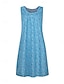 olcso Mintás ruhák-Női Nyári ruha Ujjatlan ruha Virágos Nyomtatott U-alakú Midi ruha Napi Vakáció Ujjatlan Nyár