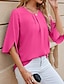 abordables Blusas y camisas de mujer-Mujer Camisa Vacaciones Playa En Cortina Rosa Manga Corta Escote Cuadrado Verano