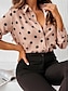 cheap Women&#039;s Blouses &amp; Shirts-Women&#039;s Shirt Blouse Floral Polka Dot Daily Vacation Button Print White Long Sleeve Casual Shirt Collar Spring &amp; Summer