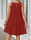 preiswerte Weiße Spitzenkleider-Damen Minikleid Weißes Kleid Spitzenkleid Boho-Kleid Lässig Urlaub Straße Normale Passform Ärmellos Rundhalsausschnitt Schwarz Weiß Rote Marineblau Sommer