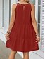 cheap Plain Dresses-Women&#039;s White Dress Mini Dress Lace Patchwork Vacation Casual Crew Neck Sleeveless Black White Red Color