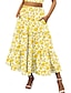 Χαμηλού Κόστους Φούστες από βαμβακερό-Γυναικεία Φούστα Γραμμή Α Κούνια Μακρύ Φούστες Στάμπα Φλοράλ Αργίες Διακοπές Καλοκαίρι Βαμβάκι Καθημερινό Μπόχο Κίτρινο Ανθισμένο Ροζ Ρουμπίνι Βαθυγάλαζο