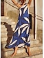 cheap Print Dresses-Women&#039;s Floral Print V Neck Long Dress Maxi Dress Summer