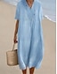 Χαμηλού Κόστους σχέδιο βαμβακερά &amp; λινά φορέματα-Γυναικεία Καθημερινό φόρεμα Βαμβακερό καλοκαιρινό φόρεμα Μίντι φόρεμα Λινό Βασικό Καθημερινά Λαιμόκοψη V Κοντομάνικο Καλοκαίρι Άνοιξη Πράσινο παραλλαγής Ανθισμένο Ροζ Σκέτο