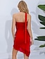 abordables robes unies-Robe casual Femme Mini robe Asymétrique Soirée Décontractées Dos nu Sans Manches Standard Noir Rouge Rose rouge S M L