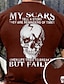 cheap Men&#039;s Graphic T Shirt-Skull Mens 3D Shirt For My Scars Tell Story They Are Reminders Of Times | Green Summer Cotton | Graphic Prints Black Wine Navy Blue Tee Casual Style Men&#039;S Blend Basic Modern Contemporary Short