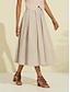 Недорогие женская юбка-женская плиссированная юбка миди цвета хаки из смесового льна