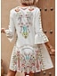 olcso Mintás ruhák-Női Sifon ruhák Virágos Csipke V-alakú Midi ruha Alkalmi Rövid ujjú Nyár Tavasz