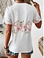 billige T-skjorter til kvinner-Dame T skjorte Blomstret Daglig Helg Hvit Kortermet Elegant Mote Crew-hals Sommer