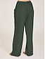 preiswerte Unterteile-Damen Hose in Leinenoptik Sommerhose Komfort Volle Länge Natürliche Taille Einfarbig Tasche Elastischer Bund Atmungsaktiv Mikroelastisch Heim Khaki Schwarz Weiß Wein Sommer