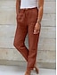 abordables Pantalons Femme-Femme Chino Pantalon Coton et lin Poche Coupe haute Taille haute Longue Noir Eté