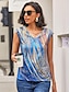 billige Tanks og camisole til kvinner-Dame Singleter Grafisk Abstrakt Avslappet Trykt mønster Blå Ermeløs Grunnleggende V-hals