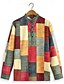 cheap Men&#039;s Casual Shirts-Men&#039;s Shirt Casual Shirt Plaid / Check Graphic Prints Geometry Stand Collar Yellow Outdoor Street Long Sleeve Print Clothing Apparel Fashion Streetwear Designer Casual