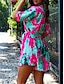 cheap Print Dresses-Women&#039;s Casual Dress Sundress Beach Dress Leaf Tie Front Print V Neck Mini Dress Elegant Bohemia Valentine&#039;s Day Daily Half Sleeve Summer Spring