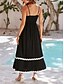 olcso sima ruhák-női fekete ruha vonalas maxi ruha csipke díszítés vakáció strand spagetti pánt ujjatlan nyár