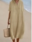 Χαμηλού Κόστους σχέδιο βαμβακερά &amp; λινά φορέματα-Γυναικεία Καθημερινό φόρεμα Βαμβακερό καλοκαιρινό φόρεμα Μίντι φόρεμα Λινό Βασικό Καθημερινά Λαιμόκοψη V Κοντομάνικο Καλοκαίρι Άνοιξη Πράσινο παραλλαγής Ανθισμένο Ροζ Σκέτο