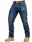 preiswerte Bedruckte Jeans für Herren-Herrenjeans mit Cowboy-Print, mittlere Taille, Skinny Fit, dehnbare Slim-Fit-Jeans, konisches Bein, modische Jeanshose
