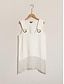 זול חולצות נשים-חולצה לבנה ללא שרוולים לנשים קיץ עם שולי ציצית עם צווארון V
