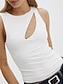 Χαμηλού Κόστους Βασικές Γυναικείες Μπλούζες-Τανκ Γυναικεία Μαύρο Λευκό Φούξια Σκέτο Τρύπα Δρόμος Καθημερινά Βασικό Μοντέρνα Στρογγυλή Λαιμόκοψη Κανονικό Τ