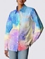 cheap Women&#039;s Blouses &amp; Shirts-Women&#039;s Shirt 100% Cotton Floral Letter Daily Rainbow Long Sleeve Stylish Shirt Collar Summer
