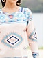 Χαμηλού Κόστους Γυναικεία T-Shirts-Γυναικεία Μπλουζάκι Γεωμετρικό Πεπαλαιωμένο Etnic Καθημερινά Σαββατοκύριακο Στάμπα Θαλασσί Μακρυμάνικο Βίντατζ Etnic Στρογγυλή Λαιμόκοψη Φθινόπωρο &amp; Χειμώνας