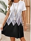 cheap Print Dresses-Women&#039;s Geometric Print Crew Neck Midi Dress Short Sleeve Summer