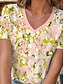 ieftine Tricouri Damă-Pentru femei Tricou Frunză Imprimeu Casă Casual Concediu Epocă Modă Manșon scurt În V Roz Îmbujorat Vară