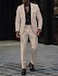 olcso Öltönyök-fekete fehér pezsgő férfi báli öltöny esküvői öltöny egyszínű 2 részes üzleti formális munkaruha testre szabott dupla mellű hatgombos 2024