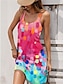 cheap Print Dresses-Women&#039;s Tank Dress Print U Neck Mini Dress Sleeveless Summer