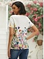 cheap Women&#039;s T-shirts-Women&#039;s T shirt Tee Black White Blue Graphic Floral Print Short Sleeve Casual Daily Basic V Neck Regular Floral Butterfly S
