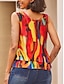 cheap Tank Tops &amp; Camis-Women&#039;s Camis Striped Abstract Work Daily Vacation Tiered Sleeveless Red Sleeveless Bohemia Crew Neck Summer