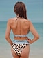 baratos Conjuntos de Bikini-Mulheres Normal Roupa de Banho Biquíni 2 partes roupa de banho Leopardo Estampado Cashemere Decote em V-wire Tropical Roupa de Praia Fatos de banho