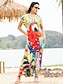 preiswerte Bedruckte Kleider-Damen Casual kleid Blumen Gespleisst Bedruckt V Ausschnitt kleid lang Hawaiianisch Urlaub Kurzarm Sommer