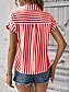 baratos Blusas listradas e geométricas-camisa feminina blusa estilosa moderna listrada botões estampa manga curta regular tops camisa gola férias diário preto rosa vermelho azul azul claro verão
