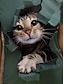 cheap Animals tee-Women&#039;s T Shirt Casual Crew Neck Cat 3D Print Green Short Sleeve Daily Wear Comfortable Relaxed Fit Multi Size Fashion Top
