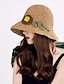 ieftine Pălării Damă-1 buc pălărie de paie cu împletitură de flori, pălărie de bazin creativă, lucrată manual, pălărie de soare cu goluri de vară, care să respire, potrivite pentru vacanța la mare