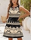 Χαμηλού Κόστους Print Φορέματα-Γυναικεία Στάμπα Λαιμόκοψη V Μίνι φόρεμα Αμάνικο Καλοκαίρι