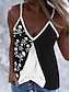 cheap Tank Tops &amp; Camis-Women&#039;s Tank Top Color Block Skull Print Daily Vacation Casual Sleeveless V Neck Black Summer