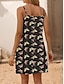 cheap Print Dresses-Women&#039;s Polyester Butterfly Print V Neck Mini Dress Sleeveless Summer