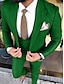 cheap Suits-Green Men&#039;s Prom Suits Fall Wedding Suits 3 Piece Solid Colored Tailored Fit Single Breasted One-buttons 2024