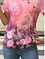 abordables Camisetas de mujer-Mujer Tops de verano Casual Diario Moda Manga Corta cuello partido Rosa Verano