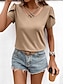 preiswerte T-Shirts für Damen-Damen Tunika Glatt Spitze Täglich Urlaub Modisch Kurzarm V Ausschnitt Rosa Sommer