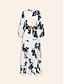 billige uformell kjole med trykk-floral v-hals beltede maxi kjole