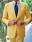 お買い得  スーツ-ホワイト イエロー バーガンディー 男性用 結婚式 スーツ ソリッド 2点セット ファッション ビジネス テイラーフィット シングルブレスト 一つボタン 2024年