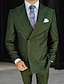 זול חליפות-ירוק כהה ירוק אנשיו של חתונה חליפות אחיד סט 2 חלקים עסקים לבוש עבודה גזרה מחוייטת חזה כפול 6 כפתורים 2024