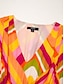 billige afslappet kjole med print-geometrisk chiffon maxi-kjole med v-hals