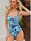 cheap One-piece swimsuits-Women&#039;s Normal Swimwear One Piece Swimsuit Push Up Tropical Leaves V Neck Vacation Beach Wear Bathing Suits